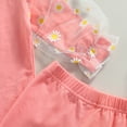 thumbnail image 6 of Baby Girls Ruffle Long Sleeve Floral Romper Bodysuit Flare Pants Bell Bottoms Outfits Headband Set, 6 of 7