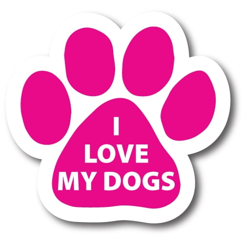 Magnet Me Up I Love My Dogs Pink Pawprint Magnet Decal, 5 Inch, Vinyl Automotive Magnet