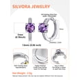thumbnail image 4 of Pendientes de aro de plata de ley con piedras natales Silvora para mujer. Diamantes creados. Delicada joya de regalo para cumpleaños o Navidad, 4 of 8
