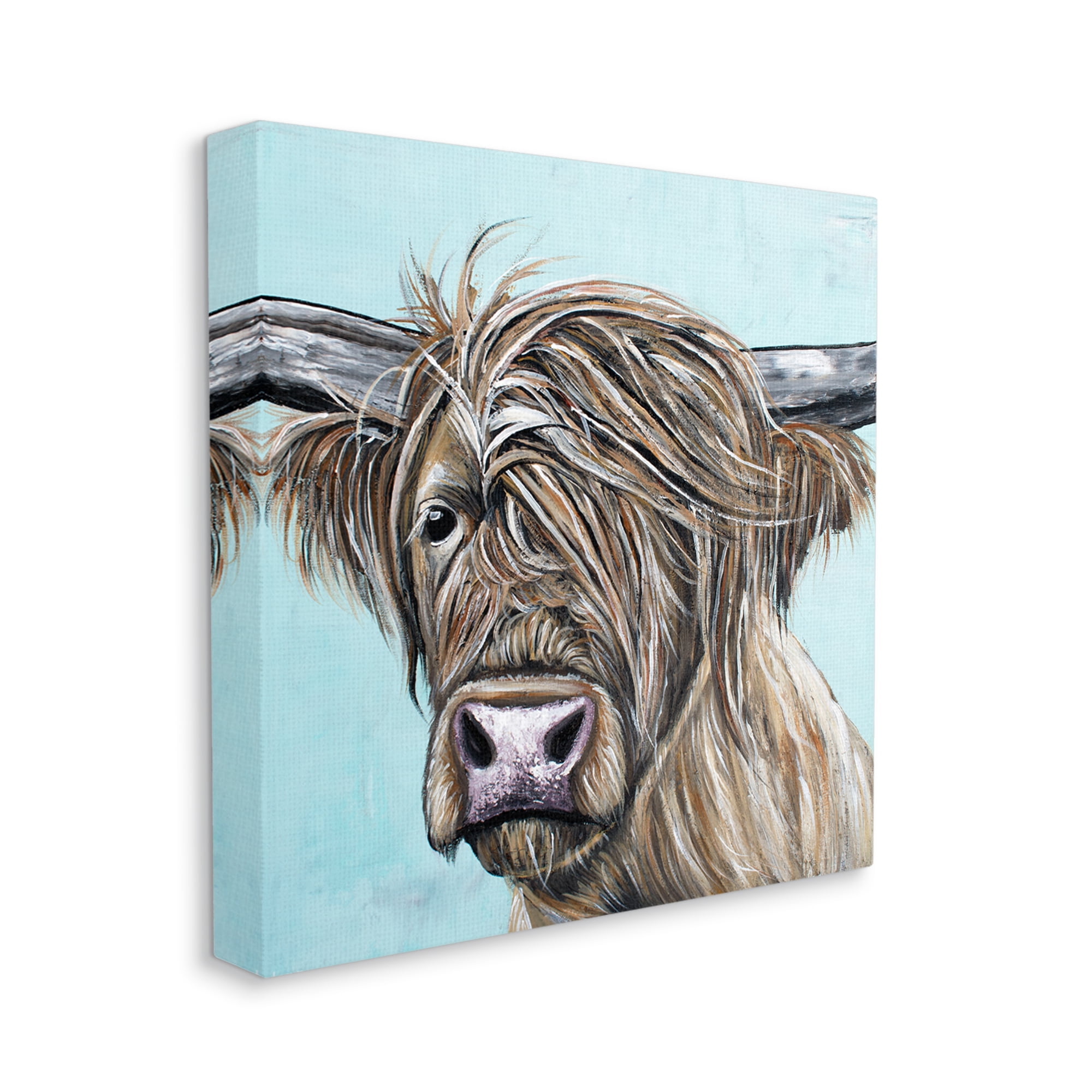 Stupell Industries Highland Cattle Windblown Hair Animals & Insects Painting Gallery Wrapped Canvas Print Wall Art