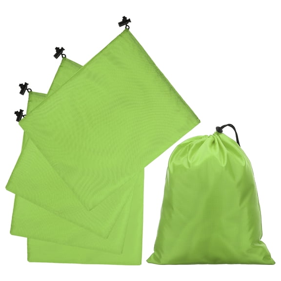 Uxcell 5Pcs 210D Polyester Drawstring Bag with Toggle, 10 x 12 Inch Waterproof Travel Storage Bag Foldable Stuff Sack Cinch Sack for Gym Travel Hiking Yoga Clothes Organizer, Light Green