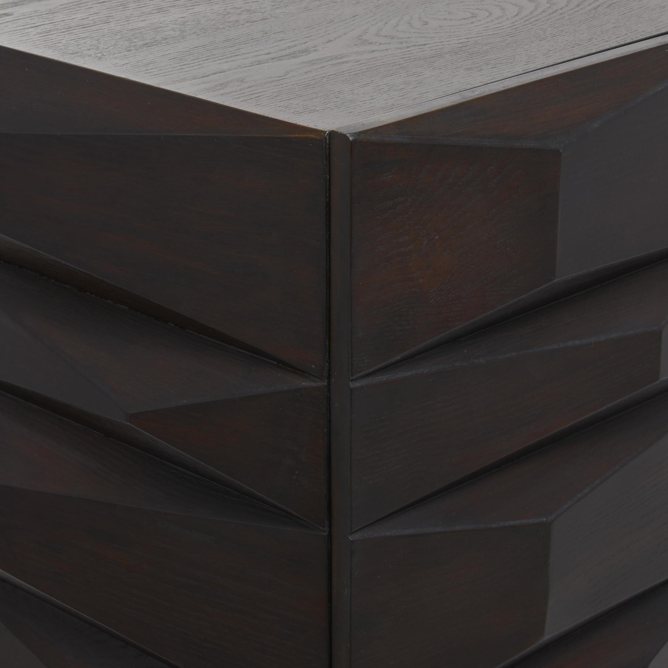 DecMode 63" x 32" Dark Brown Wooden Geometric 4 Door Sideboard, 1-Piece