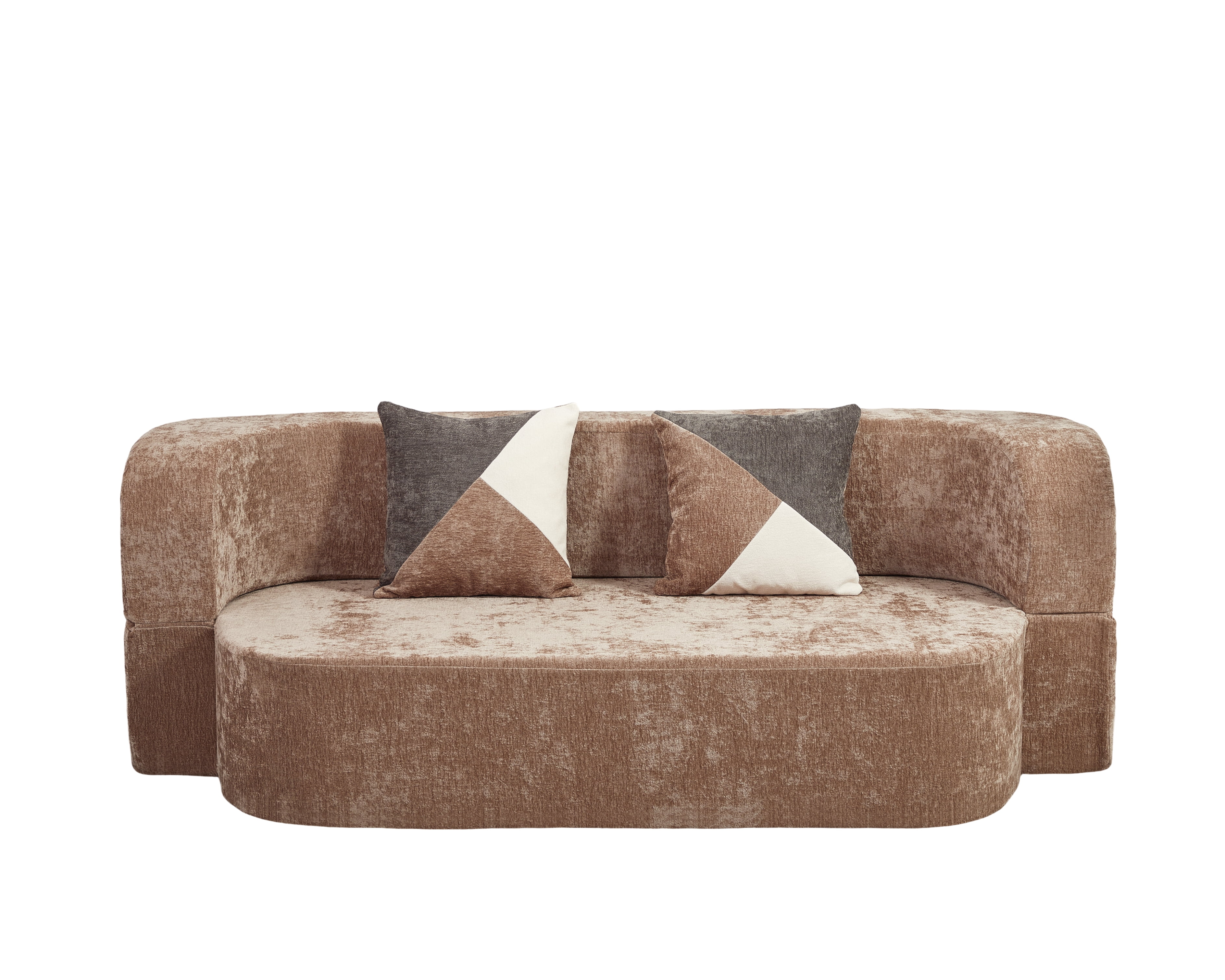 78.74"W Eggshell Convertible Sofa,Floor Couch,Sleeper Sofa Bed,No Assembly High-Density Sponge Loveseat with 2 Pillows for Living Room, Apartment,Small Spaces,Taupe Beige