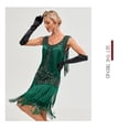 thumbnail image 4 of 1920s Vintage Dress Summer Fringe Beaded Great Gatsby Flapper Evening Dress Party Cocktail Prom,S,Dark Green, 4 of 7