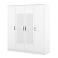 thumbnail image 4 of Euroco 4-Door Wood Armoire, Wardrobe with Mirror and Drawer, White, 4 of 10
