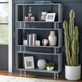 thumbnail image 3 of Simple Living  Margo Mid-Century Modern 3-tier Bookshelf - 59.5"h x 36"w x 11.8"d Green Painted, 3 of 5