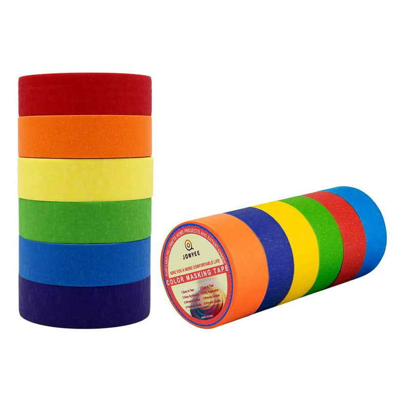 JTEEY 10 Piece Colored Masking Tape Rainbow Labeling Art Craft 1 x 33