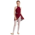 thumbnail image 3 of YiZYiF Kids Girls Sequins Ballet Lyrical Dance Dress Leotard Modern Contemporary Dance Costume Burgundy-B 16, 3 of 7
