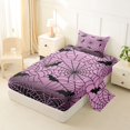 thumbnail image 2 of Feelyou Spooky Spider Web Twin Sheets, Halloween Bat Animal Bedding, Pink Black, 3 Pieces, 1 Flat Sheet, 1 Fitted Sheet and 1 Pillowcase, 2 of 5