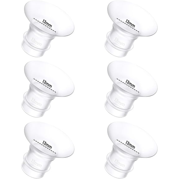 XIRQI 6Pcs 13mm Breast Pump Flange Insert, Food-Grade Silicone Sizing Kit, Compatible with M5/M9/V2 Pro/S12 Pro/E10