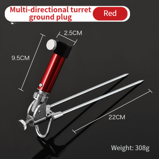 Mosiee Fish Rod Floor Holder 18.52/22cm Aluminum Alloy Versatile Swivel Adjustable Ground Spike Turret Bracket Fishing Pole Accessor E