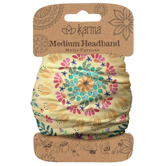 Karma Bandeau Floral pour Femmes - Moyen - Bandeau en Tissu et Foulard Extensible - Jaune