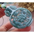 thumbnail image 5 of Certified Green Burma 100% Natural A Jade jadeite Pendant Phoenix Bird Lotus Flower Vase Necklace 660322 TN, 5 of 10