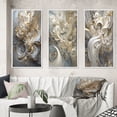 thumbnail image 1 of Designart "Retro Whirl in Gold and White II" Fractals Framed Wall Art Set Of 3 - Gold Transitional Frame Canvas Set For Living Room Decor, 1 of 6