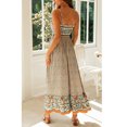 thumbnail image 4 of Vestido con estampado floral y cuello en V para mujer Vestido elegante con tirantes finos y cintura elástica a media pierna para citas Beige L, 4 of 6
