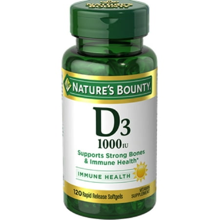 - Nature's Bounty Vitamin D3 1000 IU Immune Health, 120 Softgels