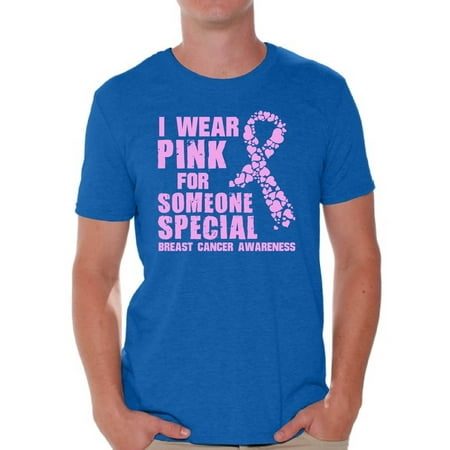 Awkward Styles Breast Cancer Awareness Men's Shirt Cancer Shirts I Wear Pink For Someone Special T-Shirt Breast Cancer Survivor Gifts Pink Ribbon Tshirt for Men Pink Cancer Support Pink