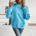 thumbnail image 6 of Frostluinai Long Sleeve Oversized Hoodies for Women Drawstring Cowl Neck Fleece Lined Sweatshirts Solid Warm Fall Pullover with Pocket, 6 of 11