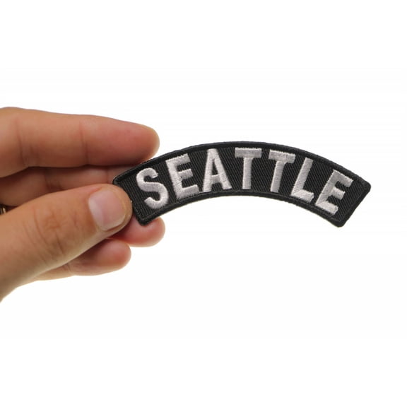 Patch, Small Embroidered Rocker (Iron-On or Sew-On), Seattle Washington City Patch, 4" x 1" Arch