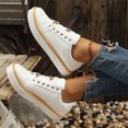 thumbnail image 5 of Willtoo Womens Faux Leather Platform Lace Up Sneaker Low Top Chain Accent Fashion Footwear Smooth Solid Color Chunky Sole Daily Footwear, 5 of 5