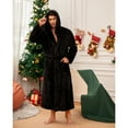 thumbnail image 4 of VULCANODON Mens Robe Big and Tall with Hood,Full Length Plush Robe for Men Long Fleece Bathrobe（Black, Small-Medium）, 4 of 6