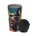 thumbnail image 2 of Fotbe Retro Bulldog Sunglasses Printed Insulated Travel Coffee Mug Spill Proof Leak Proof Stainless Steel Coffee Tumbler Reusable Coffee Cups with Lids Thermos, 2 of 8