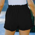 thumbnail image 4 of Pantalones cortos de verano de talle alto para mujer, pantalones cortos informales con cintura elástica y volantes, con cinturón de bolsillos, 4 of 6