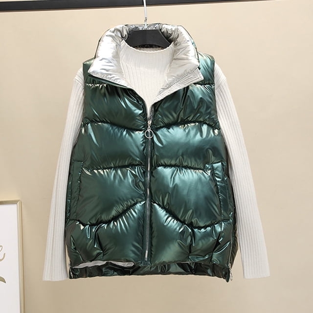 Veste Sans Manches pour Femmes, Manteau Court d'Hiver avec Poches