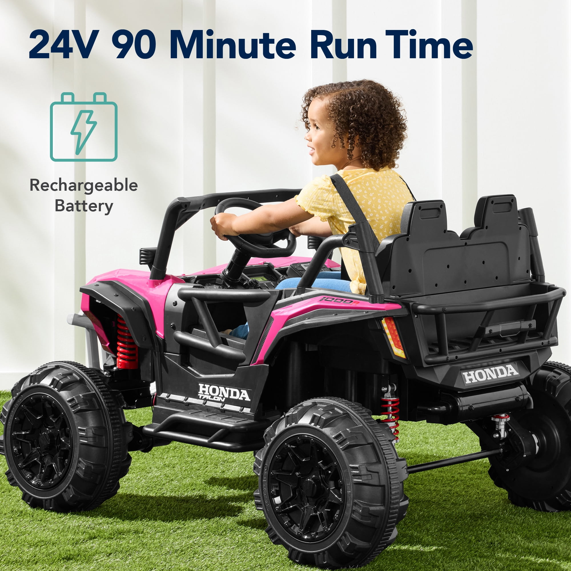 Best Choice Products Kids 24V Electric Ride-On UTV, Officially Licensed Honda Talon w/ Remote, LED Lights - Pink