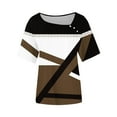 thumbnail image 4 of Blczomt Short Sleeve Tops for Women Trendy Summer Crew Neck T Shirts Brown Color Block Womens Blouses Casual, 4 of 4