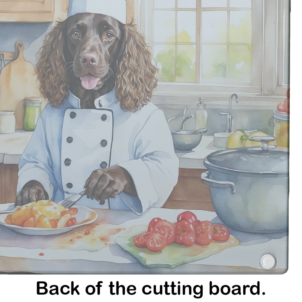 Water Spaniel The Chef Glass Cutting Board 12 in x 15 in