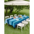 thumbnail image 5 of 52x70 Inch Outdoor Tablecloth with Umbrella Hole Zipper Rectangle Blue Ocean Rectangular Tablecloths Outside Waterproof Beach Blue Green Stripes Waves Watercolor Patio Table Cover for Picnic Party, 5 of 8