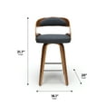 thumbnail image 5 of OFM 161 Collection Mid Century Modern 26" Bentwood Frame Swivel Seat Stool with Fabric Back and Seat Cushion, in Walnut/Navy (161-WF26A-NVY), 5 of 19