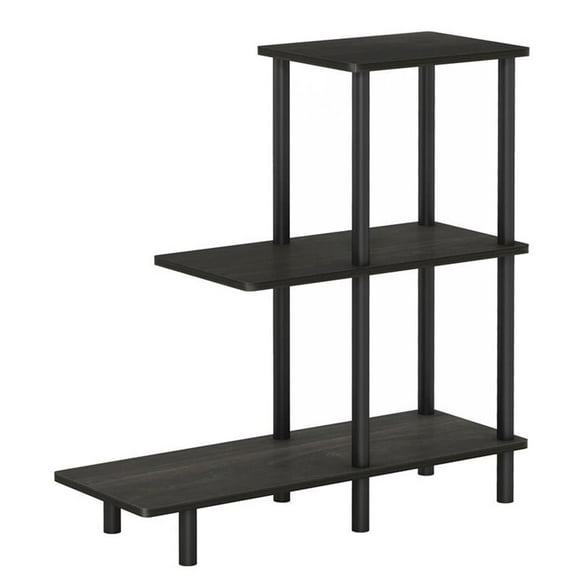 Pemberly Row Turn-N-Tube Engineered Wood 3-Tier Tall Sofa Side Table in Espresso