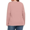thumbnail image 4 of Qwertyu Women's Plus Size Long Sleeve T-Shirt Casual Loose Cotton Shirts Scoop-Neck Basic Tops for Women Light pink 2XL, 4 of 7