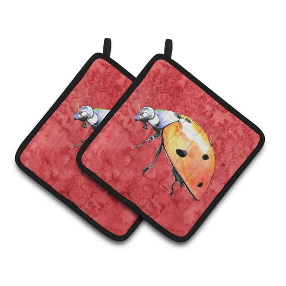 Carolines Treasures 8868PTHD Lady Bug on Red Pair of Pot Holders , 7.5HX7.5W, multicolor