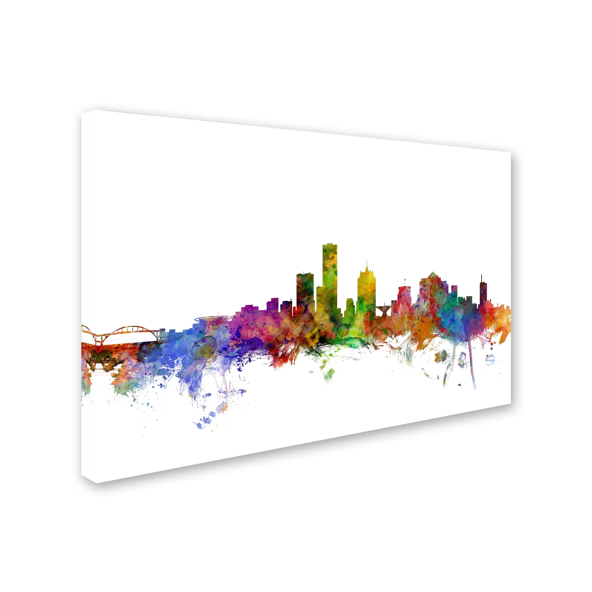 Trademark Fine Art "Milwaukee Wisconsin Skyline" Canvas Art by Michael Tompsett