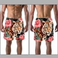 thumbnail image 3 of luoweisi Men's Beach Shorts Quick Dry Swim Trunks with Mesh Lining Rose and Leopard L, 3 of 5