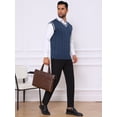thumbnail image 2 of DARING DIVA Men's Solid Color V-Neck Sleeveless Cable Knitted Sweater Vest M Navy Blue, 2 of 7