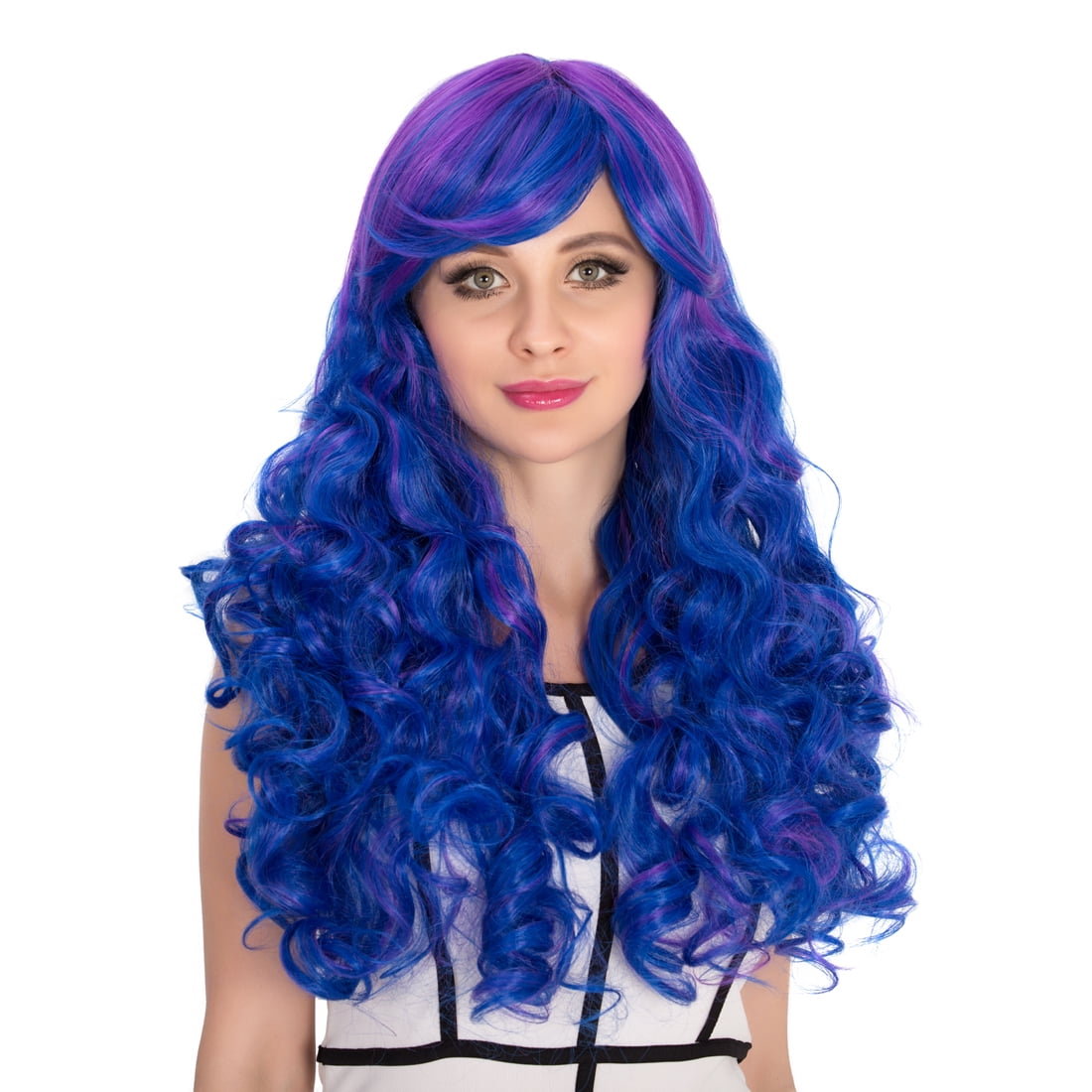 Halloween Women Cosplay Wigs,CoastaCloud Cartoon Blue Ombre Long Curly