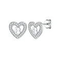 thumbnail image 1 of Pendientes de botón de corazón Silvora plata esterlina letra B con Zirconia cúbica, 1 of 8