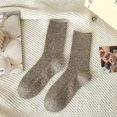thumbnail image 1 of Xiao Hua 3 pares de calcetines de lana de otoño e invierno con hilo de puntos marrones, calcetines de cuello redondo cálidos e informales, cómodos para el uso diario en climas fríos, talla única, 1 of 5