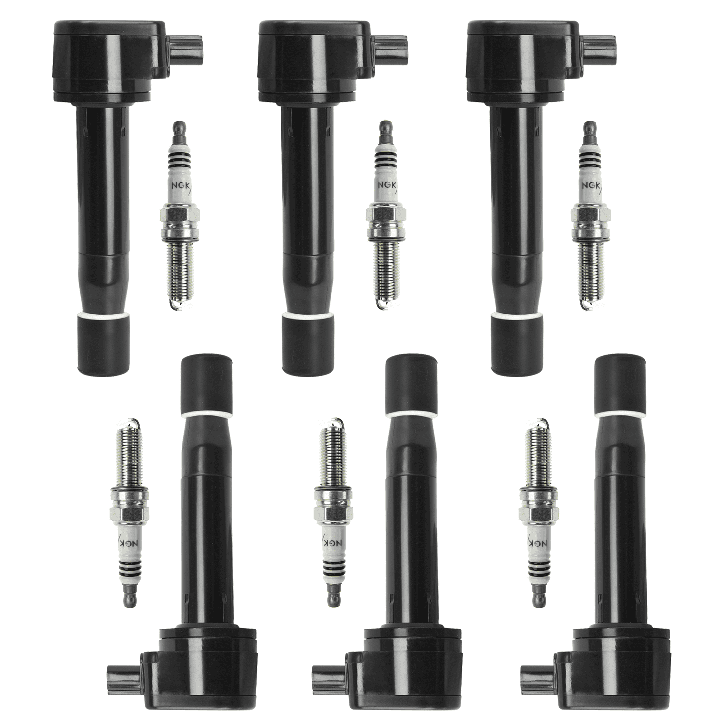 Set of 6 ISA Ignition Coils and 6 NGK Spark Plugs 93175 Compatible