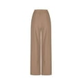 thumbnail image 6 of ZHYou Womens Linen-Blend Wide Leg Pants,High Waisted Flowy,Trousers with Pleated Detail,Brown,Size S, 6 of 7