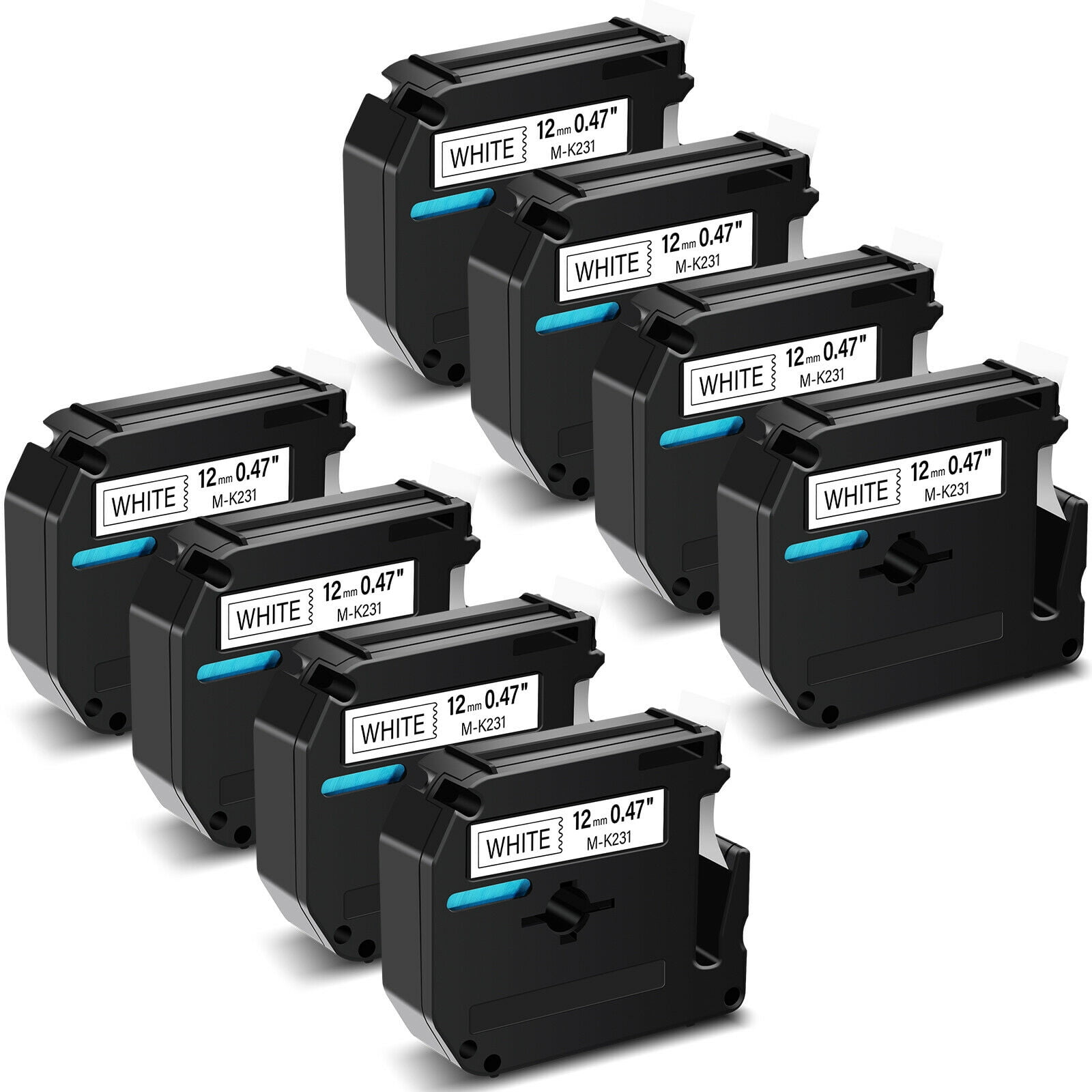 GREENCYCLE 8PK 12mm 8m Black on White MK231 M231 M-K231 Label Tape Compatible for Brother P-touch PT-100 PT-110 PT-65 PT-70 PT-80 PT-88 PT-90 Label ...