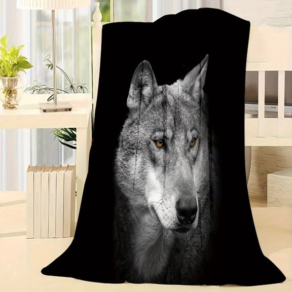 1pc Wolf Printed Throw Blanket Flannel Blanket Soft Nap Blanket For Sofa Couch Office Bed Camping Travelling Multi purpose Gift Blanket For All Season