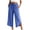 Blue, variant on SOOMLON Flowy Capris for Women Plus Size Wide Leg Gaucho Pants Button Drawstring Trousers Travel Casual Wear with Pockets