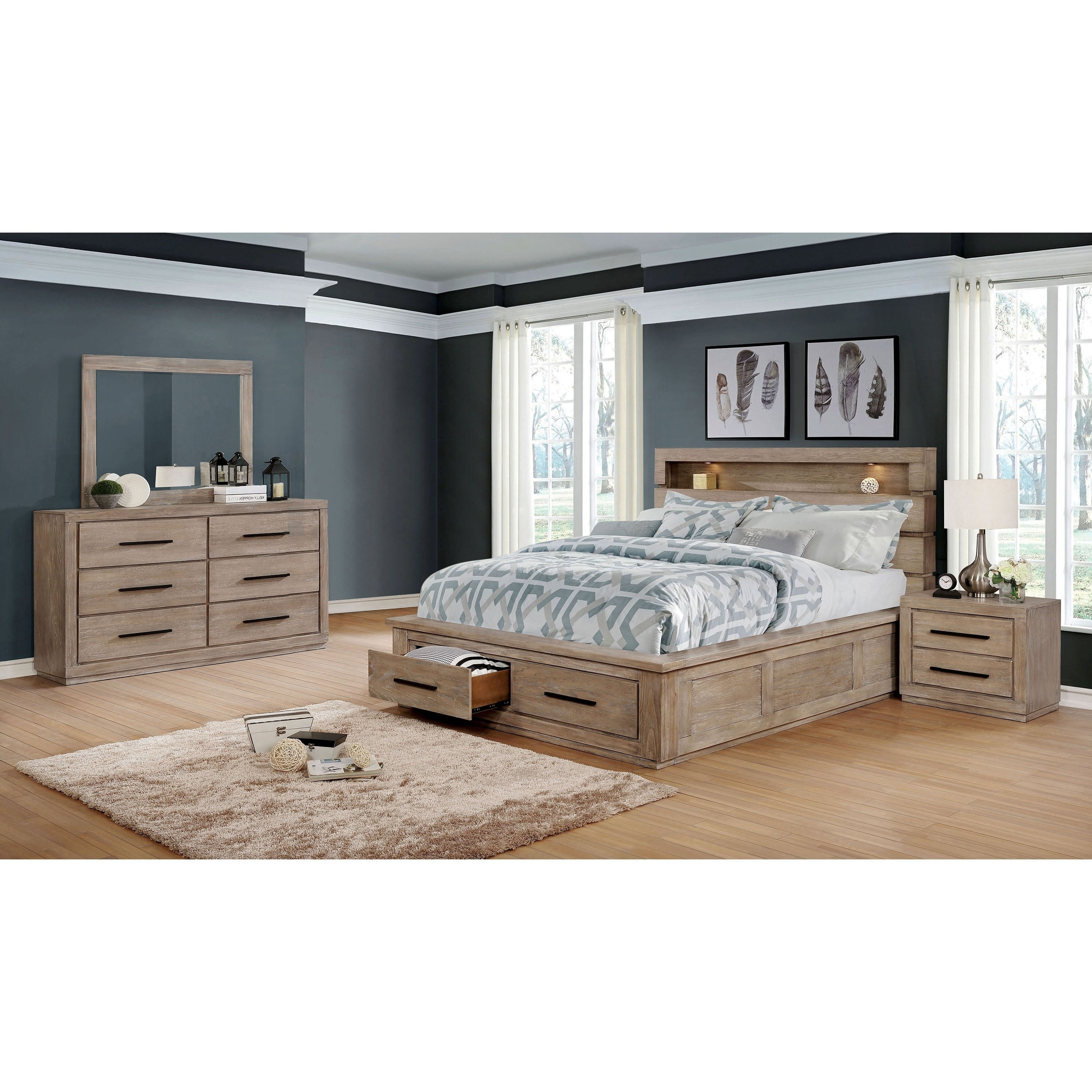 Carbon Loft Beckett 3piece Bed and Nightstand Set