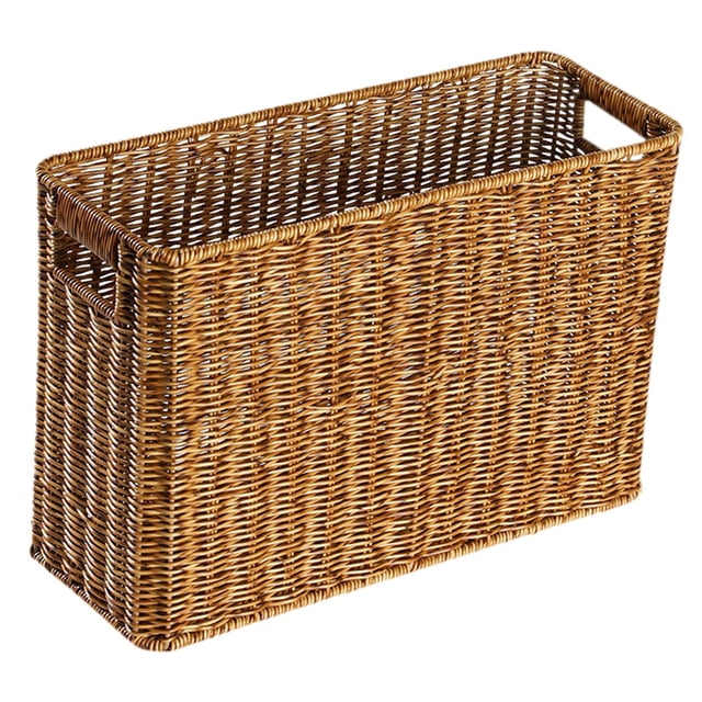 Cesta estrecha para almacenamiento, revistero, multifuncional, portátil, color marrón Café oscuro