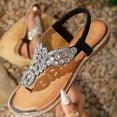 thumbnail image 6 of EKVAHL Women's Rhinestone Thong Flat Sandals T-Strap Fashion Sandals Ankle Strap Summer Sandals Summer Flat Flip Flops, 6 of 6